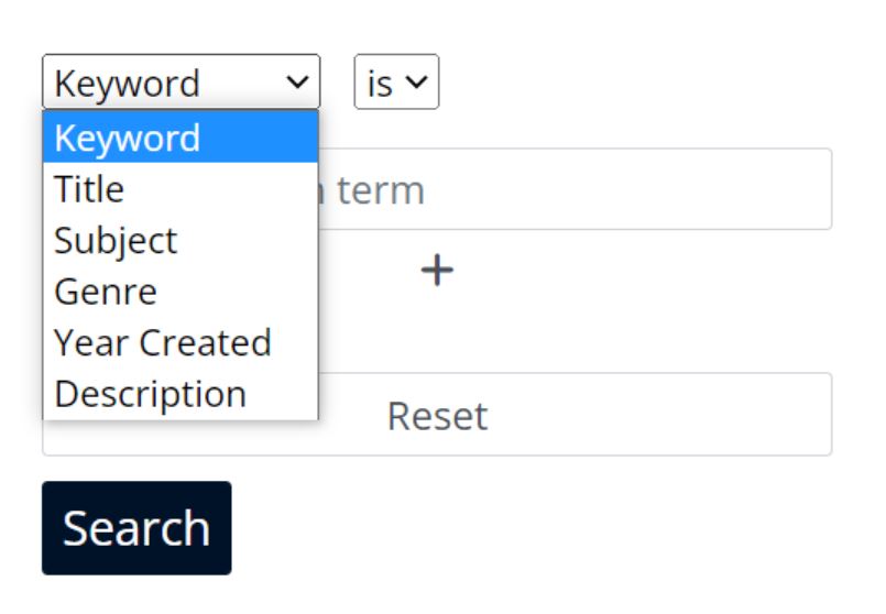 Search criteria dropdown showing search options