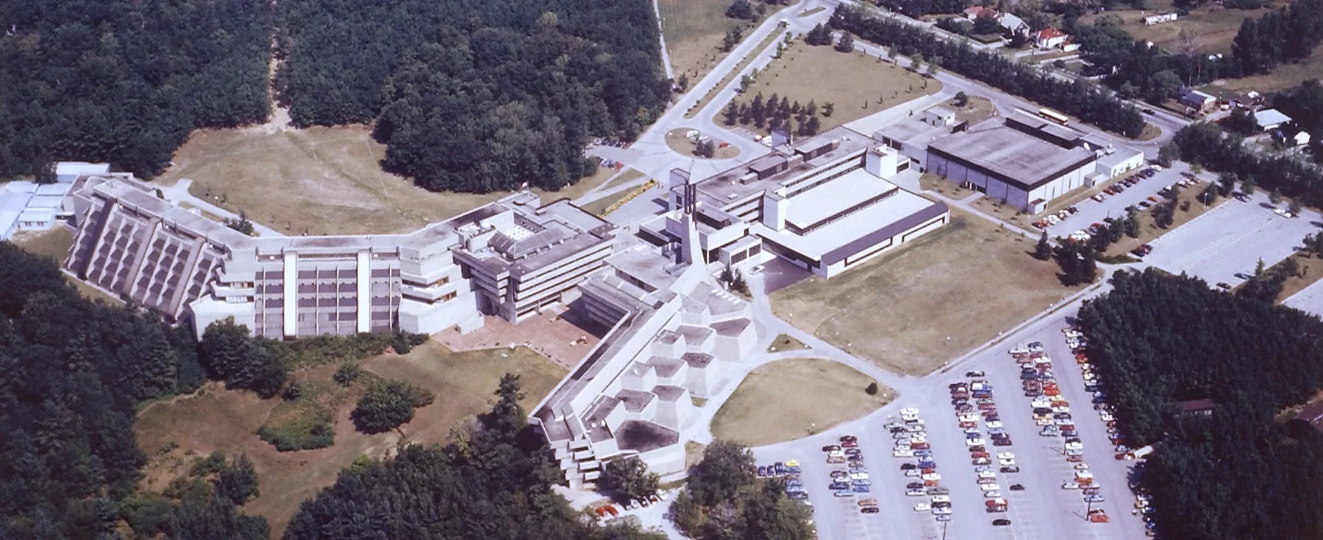 Early arial view of campus 