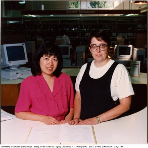 Elaine Tamura & Janice Crichton-Patterson, Bladen library, Scarborough College
