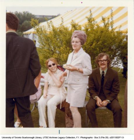P.R.W. Millard, Kathy Kester Mlllard, and Evelyn Sneyd Millard at Garden Party Reception
