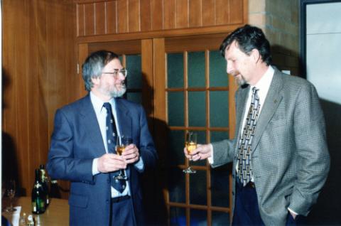 Principal Paul Thompson and MP John McKay at a social event