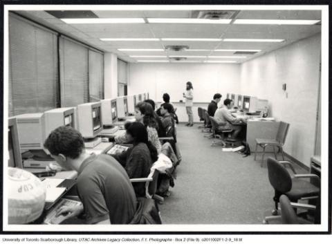Students in Computer lab, V.W. Bladen Library, Scarborough College