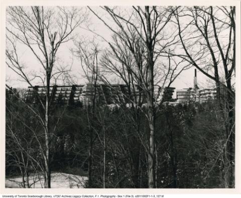 View of south side of Scarborough College from Highland Creek Ravine