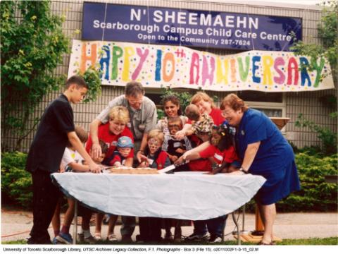 N'Sheemaehn daycare centre, 10th anniversary event. Cake-cutting