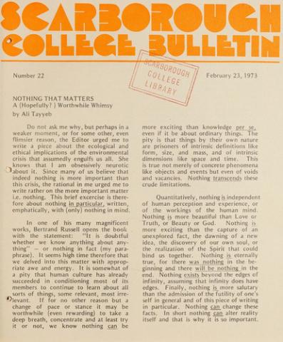 Scarborough College Bulletin, 23 February 1973