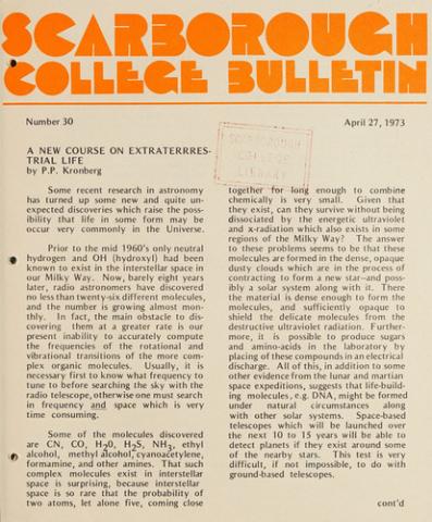 Scarborough College Bulletin, 27 April 1973