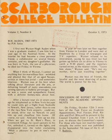 Scarborough College Bulletin, 5 October 1973