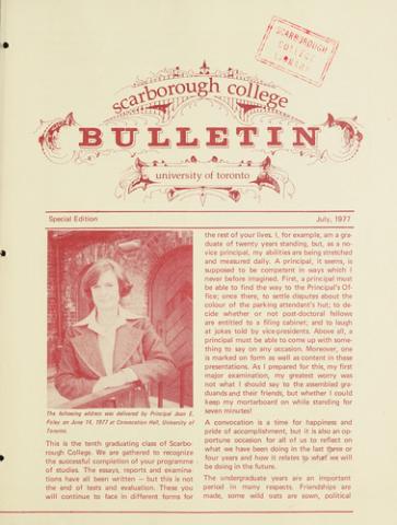 Scarborough College Bulletin, July 1977