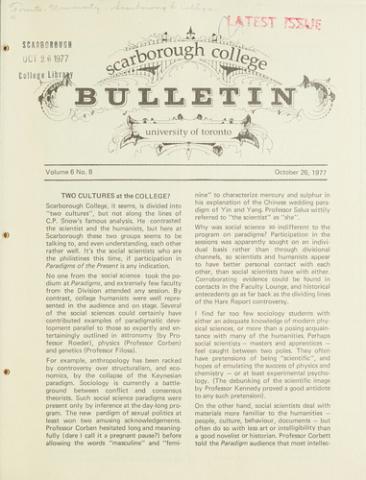 Scarborough College Bulletin, 26 October 1977