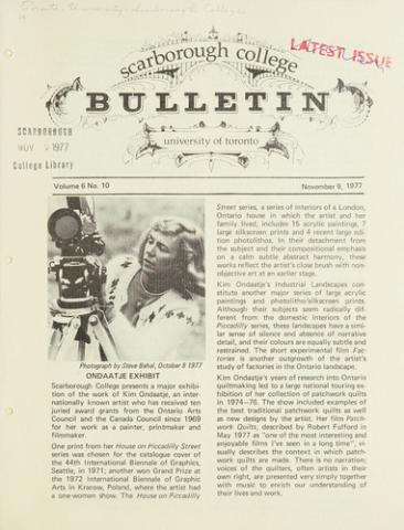 Scarborough College Bulletin, 9 November 1977