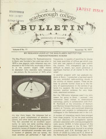Scarborough College Bulletin, 16 November 1977