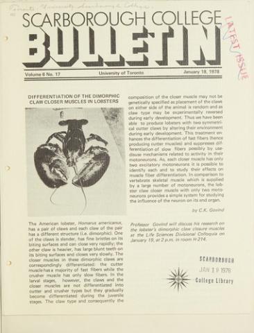 Scarborough College Bulletin, 18 January 1978