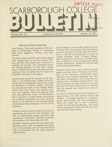 Scarborough College Bulletin, 25 January 1978