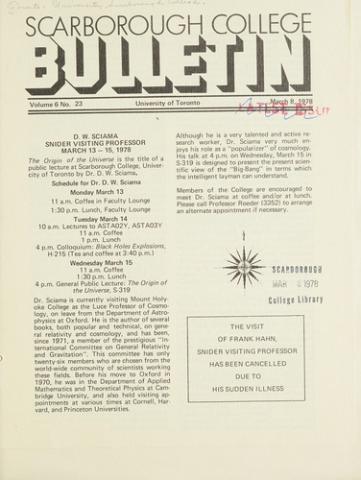 Scarborough College Bulletin, 8 March 1978