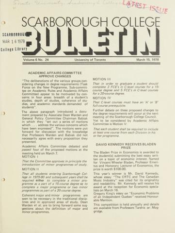 Scarborough College Bulletin, 15 March 1978