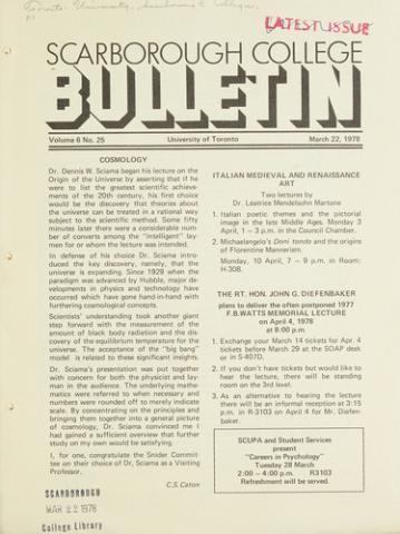 Scarborough College Bulletin, 22 March 1978