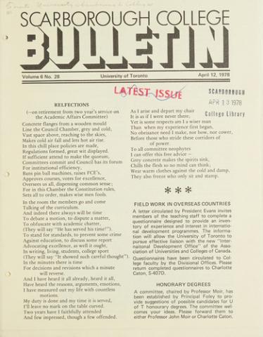 Scarborough College Bulletin, 12 April 1978