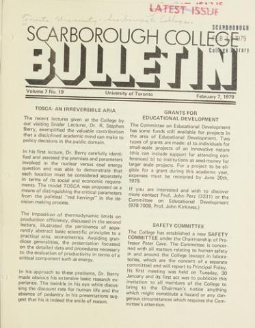 Scarborough College Bulletin, 7 February 1979