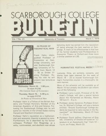 Scarborough College Bulletin, 7 March 1979