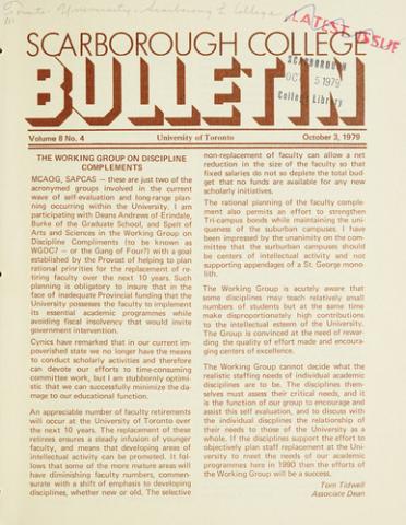 Scarborough College Bulletin, 3 October 1979