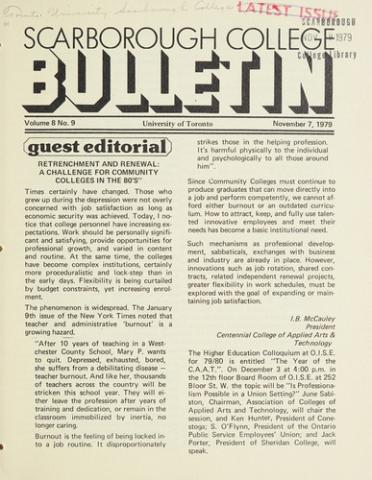 Scarborough College Bulletin, 7 November 1979