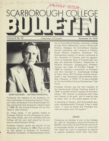 Scarborough College Bulletin, 14 November 1979