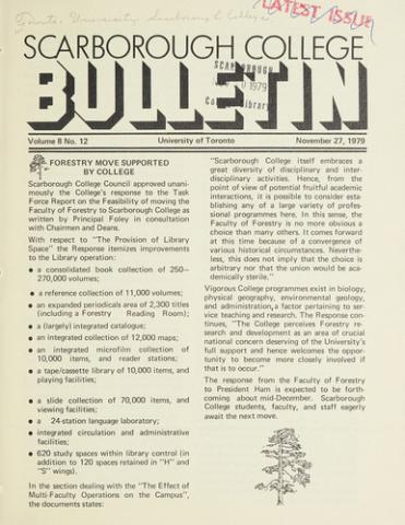 Scarborough College Bulletin, 27 November 1979