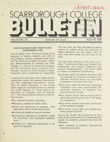 Scarborough College Bulletin, 19 March 1980