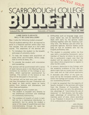 Scarborough College Bulletin, 26 March 1980
