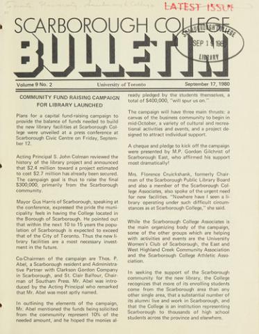 Scarborough College Bulletin, 17 September 1980