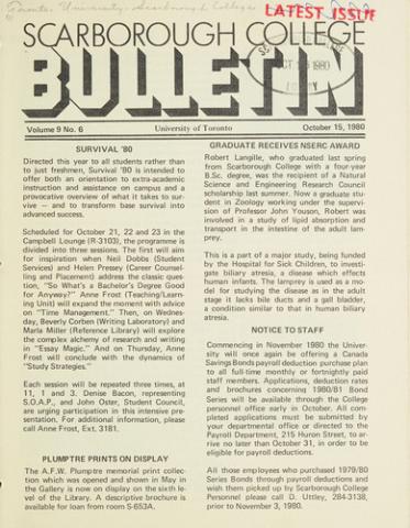 Scarborough College Bulletin, 15 October 1980