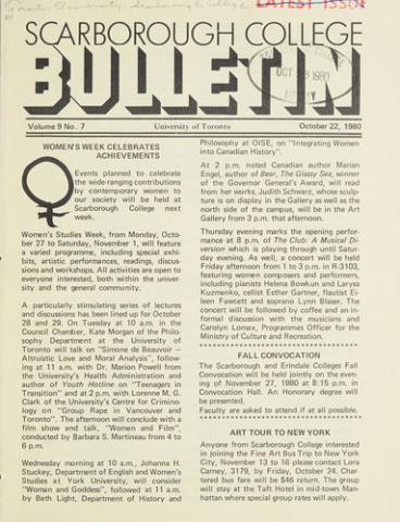 Scarborough College Bulletin, 22 October 1980