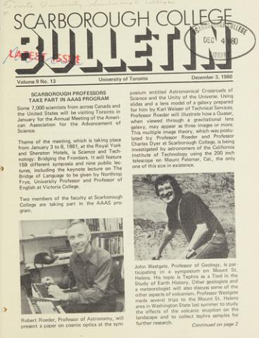 Scarborough College Bulletin, 3 December 1980