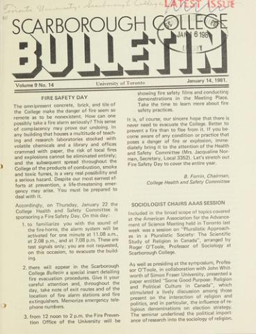 Scarborough College Bulletin, 14 January 1981