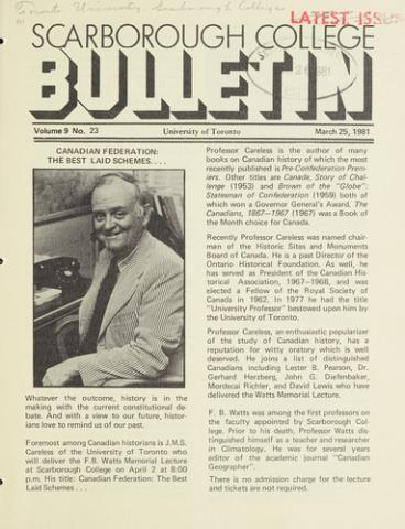 Scarborough College Bulletin, 25 March 1981