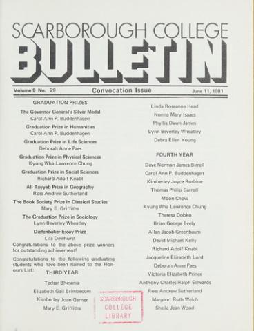 Scarborough College Bulletin, 11 June 1981