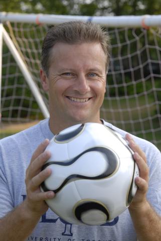 Mark Purdy, with Soccer Ball, Outdoors