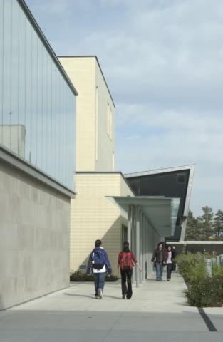 Students Walking on Pathway beside Arts & Administration Building (AA)