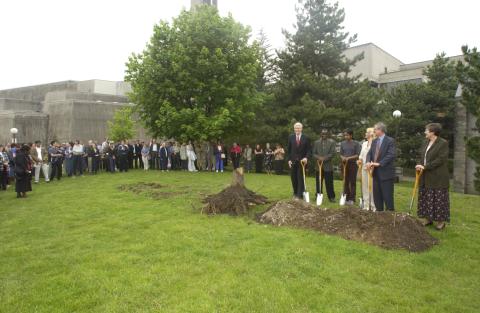 Dignitaries Assembled at Building Site to Perform Groundbreaking for Academic Resource Centre (ARC)
