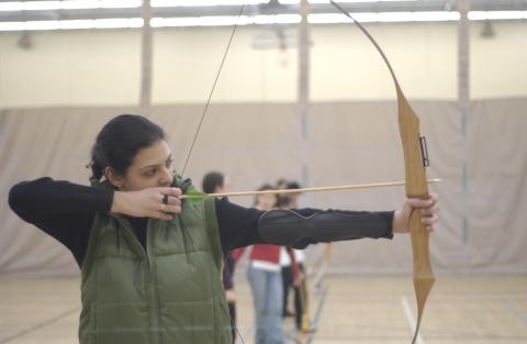 Student doing Archery