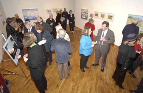 General View of Guests viewing Artwork at Doris McCarthy Exhibition, Wynick-Tuck Gallery