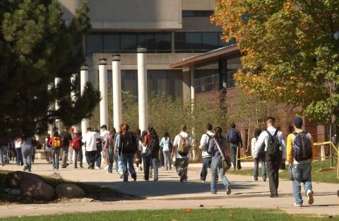 Students Walking Along ARC Walkway