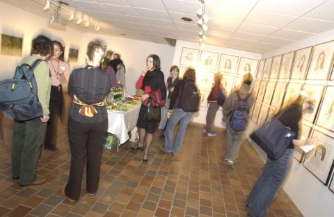 Re-play, Exhibition, Audience Viewing Exhibition, Opening Reception, The Gallery (University of Toronto at Scarborough)