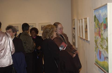 Guests View Doris McCarthy Artwork at Exhibition, Wynick-Tuck Gallery