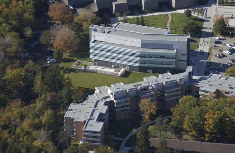 Aerial View, Management Building (MW) and Joan Foley Residence Hall