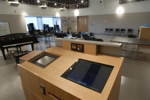 Music Classroom, (Showing Podium with Instructional Technology), Arts and Administration Building (AA)