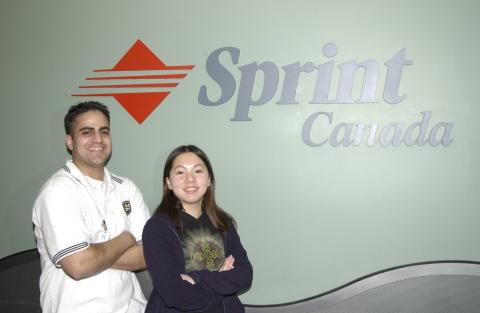 Students in Front of Wall with Sprint Canada logo, Advancement Campaign, 2003