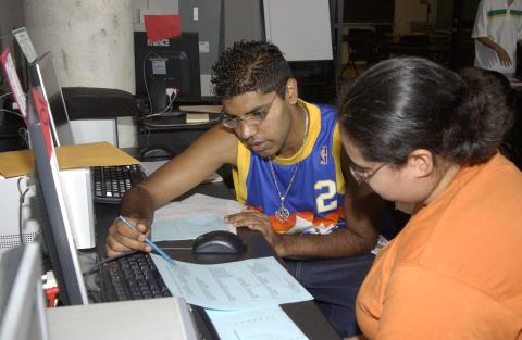 Two Students Working, Summer Class, Teaching and Learning Services
