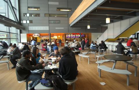 Student Centre Food Court, Students Eating at Tables