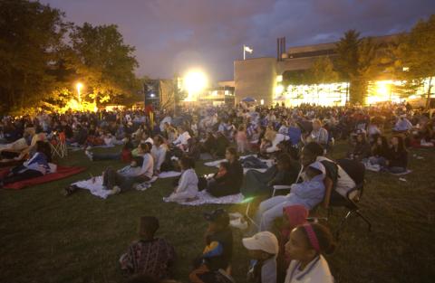 Summerfest, Audience Seated on Lawn for Night-Time Film Screening